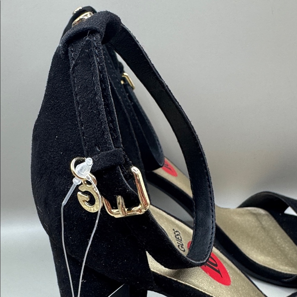 G by GUESS black faux suede heeled sandals - Picture 2 of 5